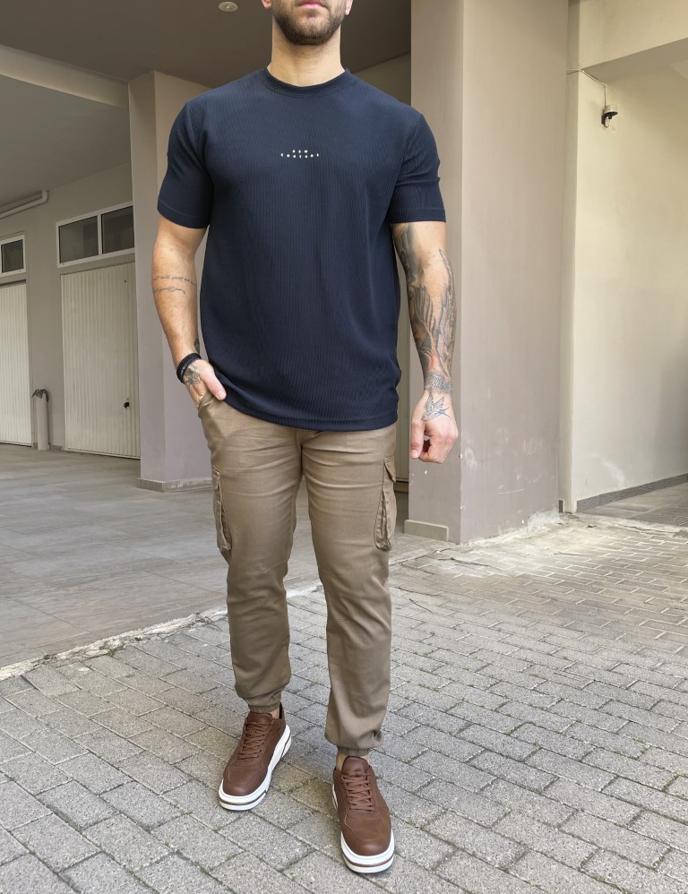 Marrakech ανδρική μπλε ριπ κοντομάνικη μπλούζα με τύπωμα TST2455B φωτογραφία